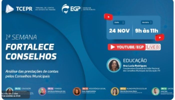 O Tribunal de Contas do Estado do Paraná (TCE-PR) promove a 1ª Semana Fortalece Conselhos